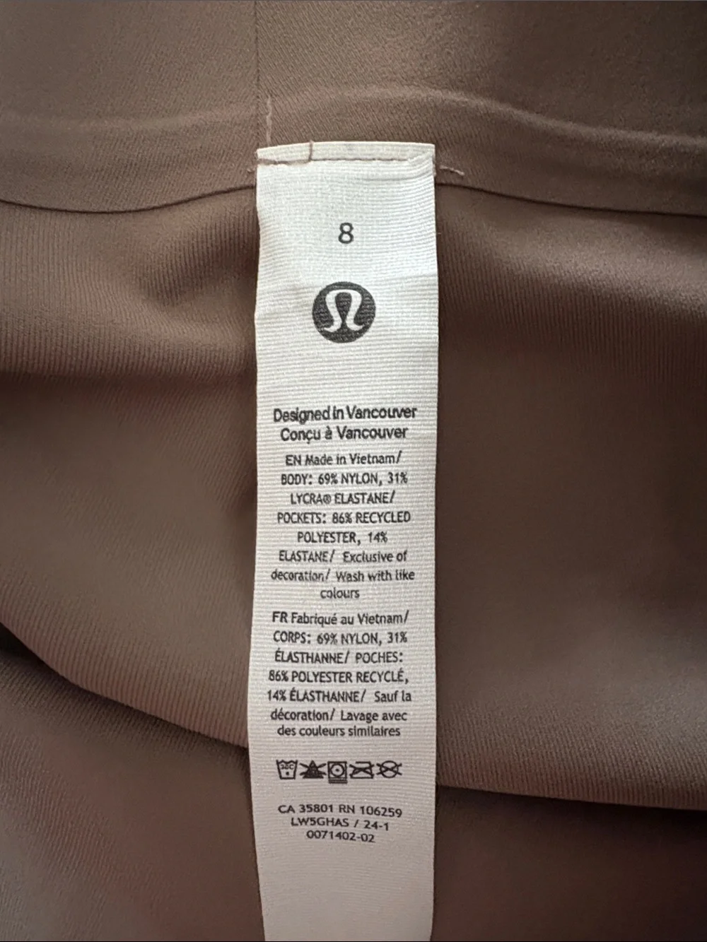 Lululemon Smooth Fit Pull-On High-Rise Pant Size 8 Taupetastic NWOT